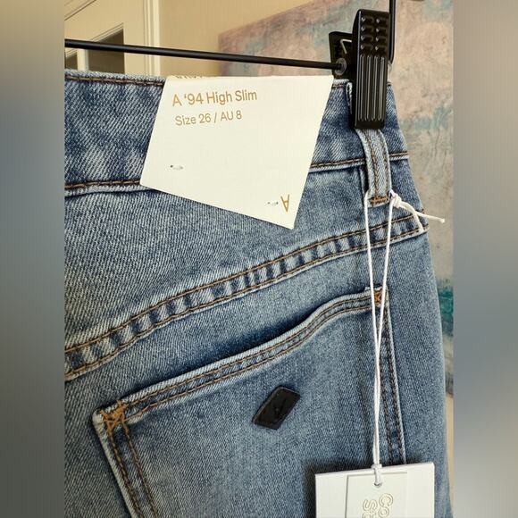 Abrand Jeans 94 High Slim Dalia Straight Leg Mid Vintage Indigo Womens 26 New - Picture 4 of 8